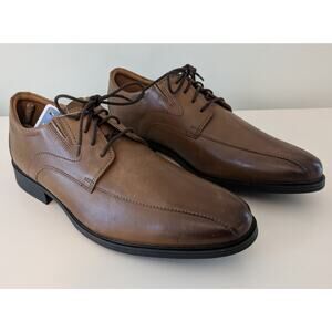 Clarks Whidden Pace Oxford Dark Tan Leather Size 10.5 Wide NEW